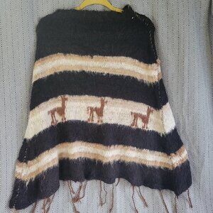 Vinatge Roberta 100 Percent Alpaca Wool Poncho Rare Onesize